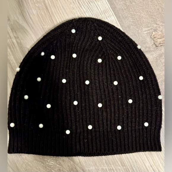 J. Crew Black Beanie with Pearl Accents - Picture 9 of 9
